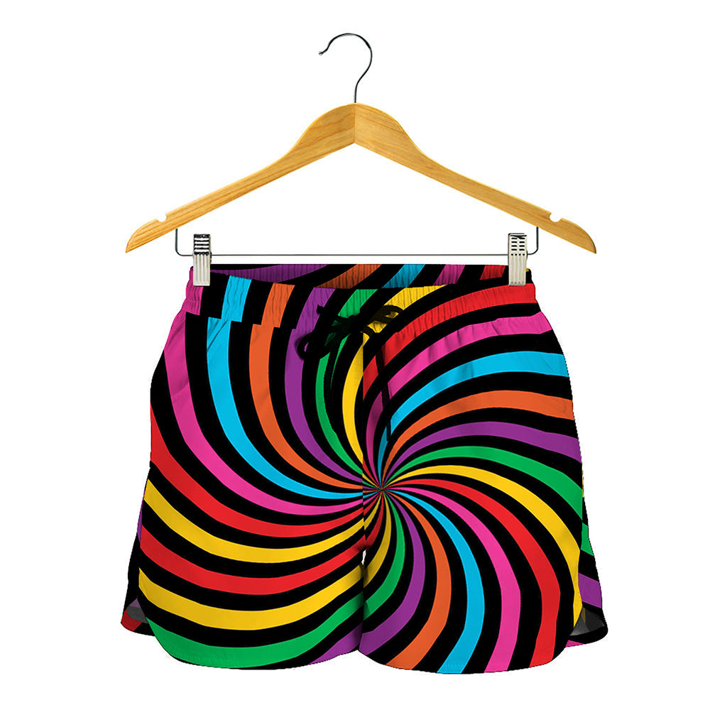Rainbow Psychedelic Swirl Print Women's Shorts