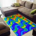 Rainbow Psychedelic Trippy Print Area Rug GearFrost