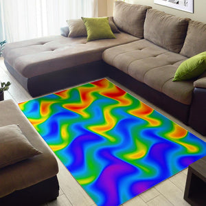 Rainbow Psychedelic Trippy Print Area Rug GearFrost