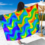 Rainbow Psychedelic Trippy Print Beach Sarong Wrap