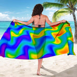 Rainbow Psychedelic Trippy Print Beach Sarong Wrap