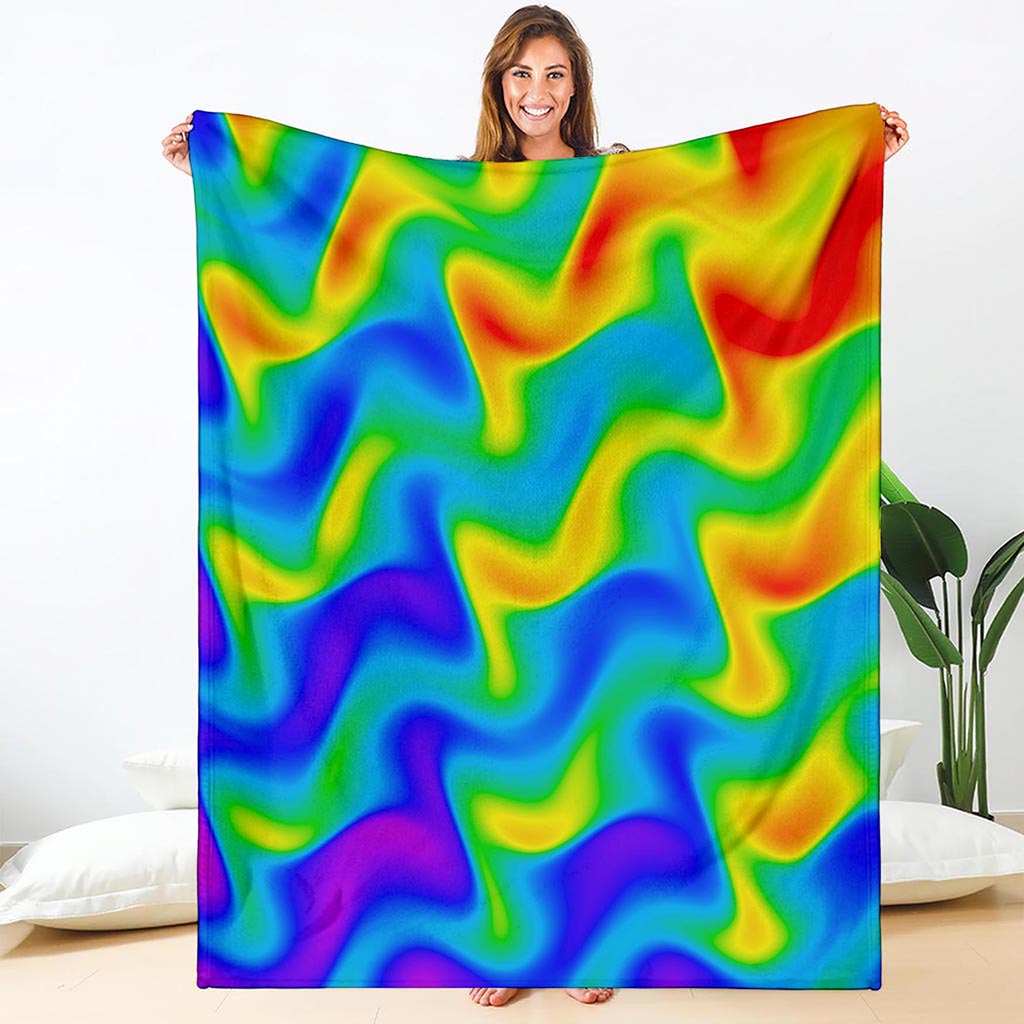 Rainbow Psychedelic Trippy Print Blanket