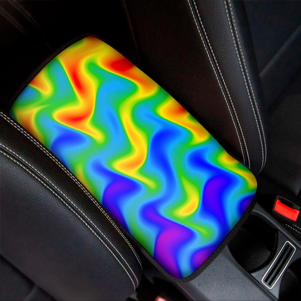 Rainbow Psychedelic Trippy Print Car Center Console Cover