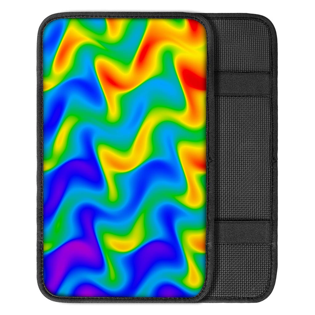 Rainbow Psychedelic Trippy Print Car Center Console Cover