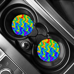 Rainbow Psychedelic Trippy Print Car Coasters