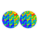 Rainbow Psychedelic Trippy Print Car Coasters