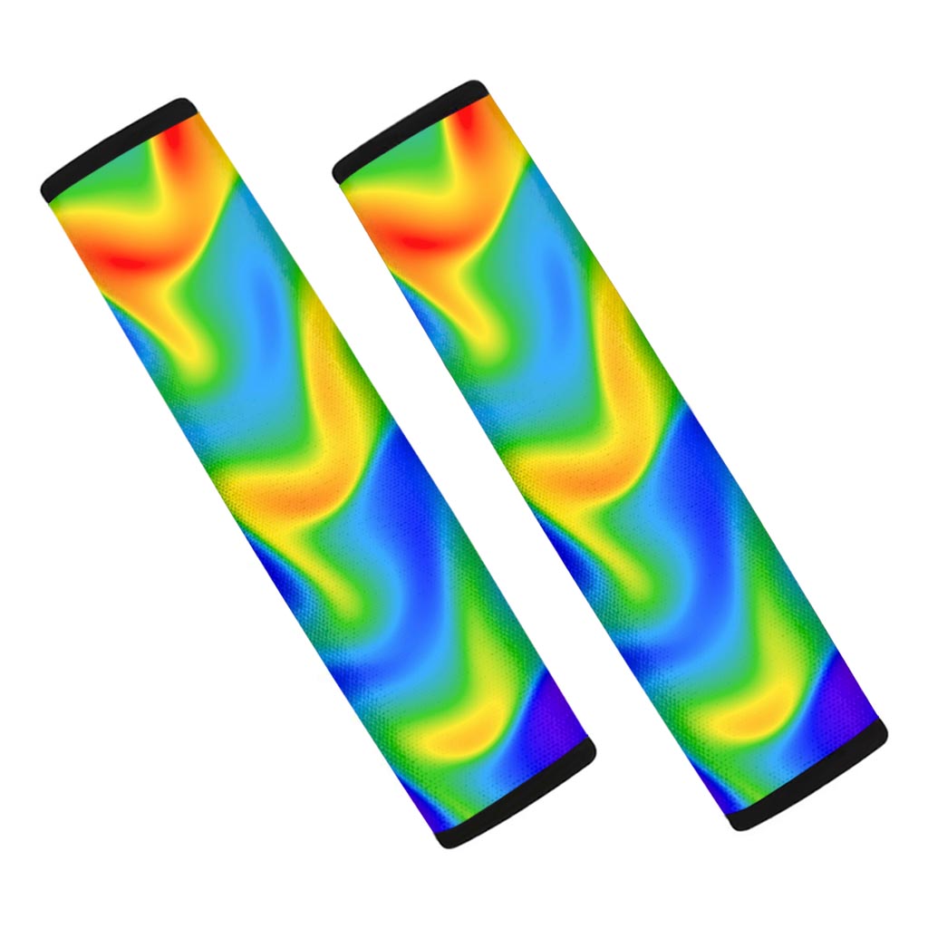 Rainbow Psychedelic Trippy Print Car Seat Belt Covers
