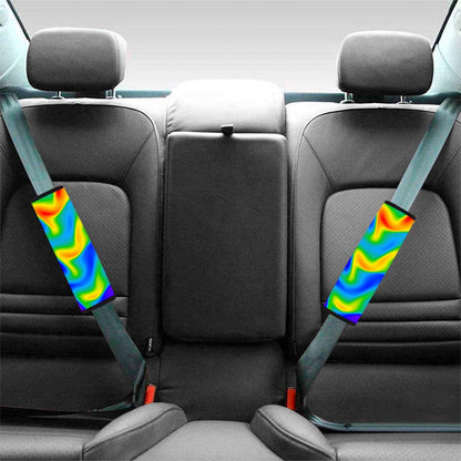 Rainbow Psychedelic Trippy Print Car Seat Belt Covers