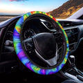 Rainbow Psychedelic Trippy Print Car Steering Wheel Cover