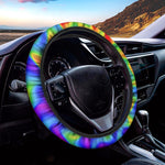 Rainbow Psychedelic Trippy Print Car Steering Wheel Cover