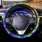 Rainbow Psychedelic Trippy Print Car Steering Wheel Cover