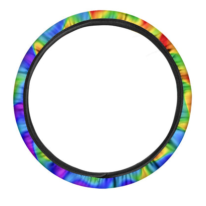 Rainbow Psychedelic Trippy Print Car Steering Wheel Cover