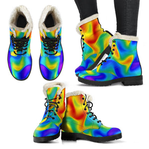 Rainbow Psychedelic Trippy Print Comfy Boots GearFrost