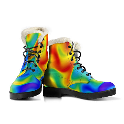 Rainbow Psychedelic Trippy Print Comfy Boots GearFrost