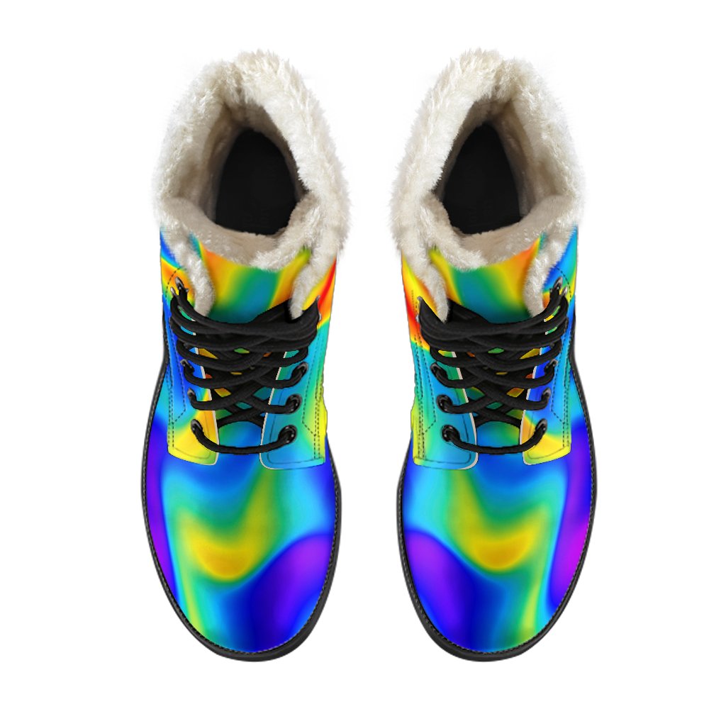 Rainbow Psychedelic Trippy Print Comfy Boots GearFrost