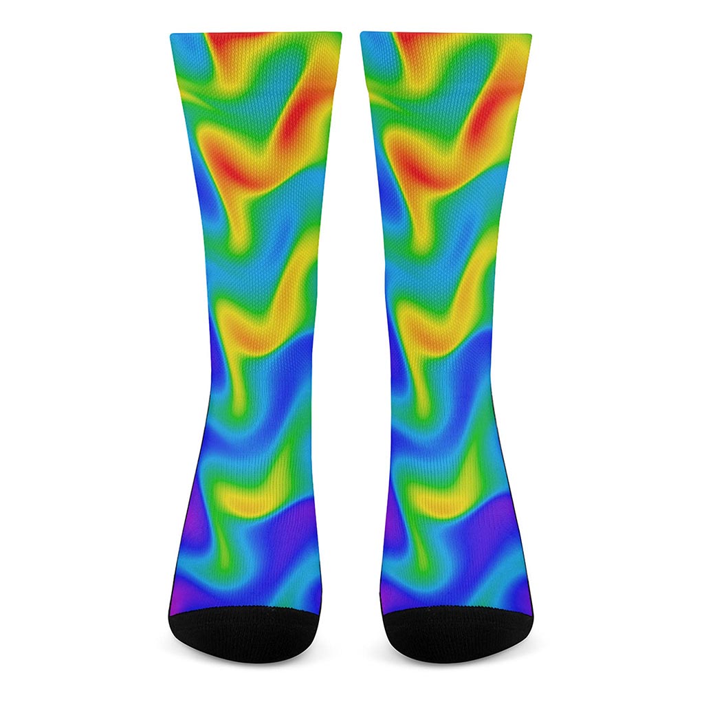 Rainbow Psychedelic Trippy Print Crew Socks