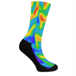 Rainbow Psychedelic Trippy Print Crew Socks