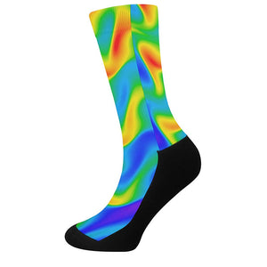 Rainbow Psychedelic Trippy Print Crew Socks