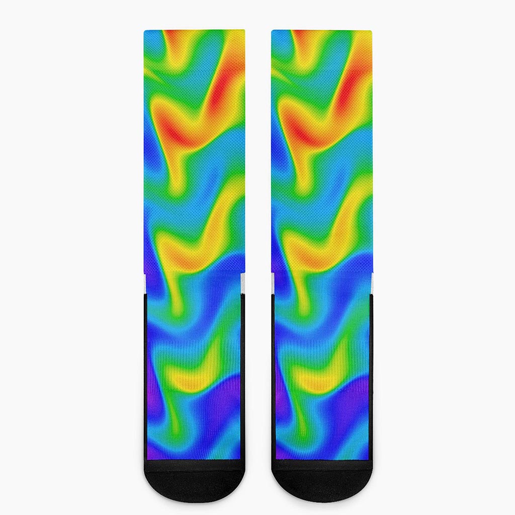 Rainbow Psychedelic Trippy Print Crew Socks