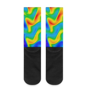 Rainbow Psychedelic Trippy Print Crew Socks