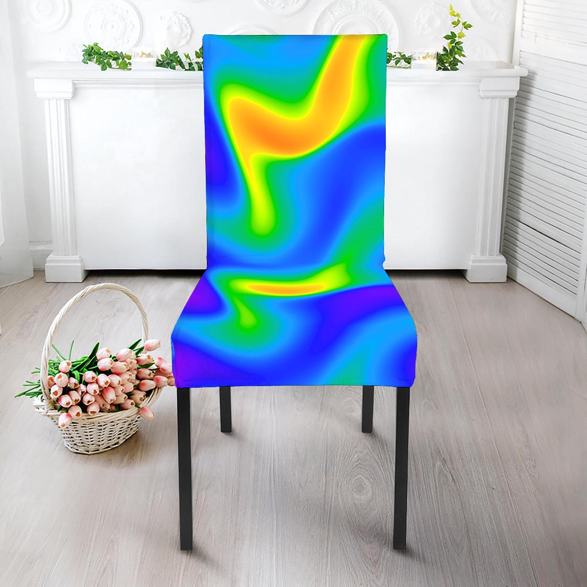 Rainbow Psychedelic Trippy Print Dining Chair Slipcover