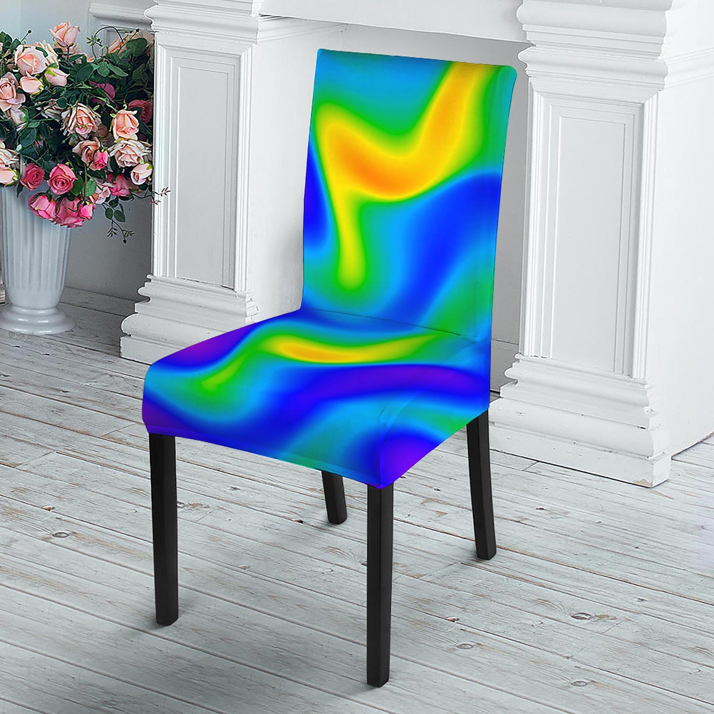 Rainbow Psychedelic Trippy Print Dining Chair Slipcover