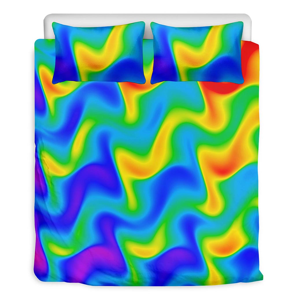 Rainbow Psychedelic Trippy Print Duvet Cover Bedding Set
