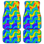 Rainbow Psychedelic Trippy Print Front and Back Car Floor Mats