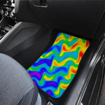 Rainbow Psychedelic Trippy Print Front and Back Car Floor Mats