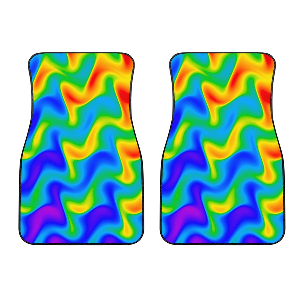 Rainbow Psychedelic Trippy Print Front Car Floor Mats
