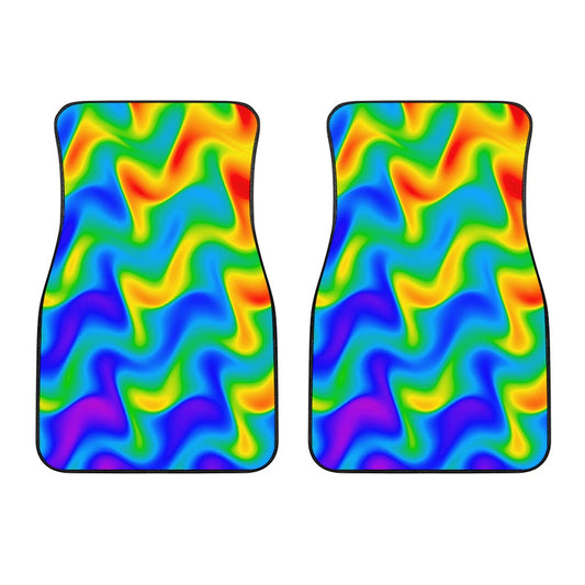 Rainbow Psychedelic Trippy Print Front Car Floor Mats
