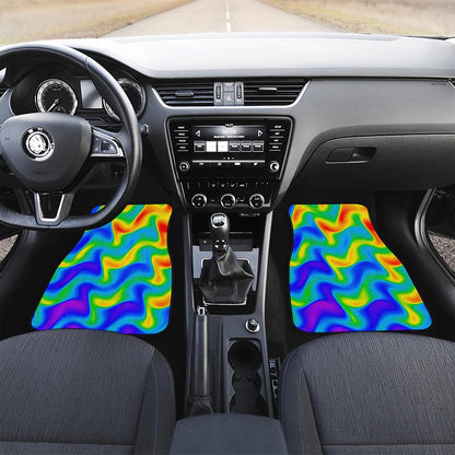 Rainbow Psychedelic Trippy Print Front Car Floor Mats