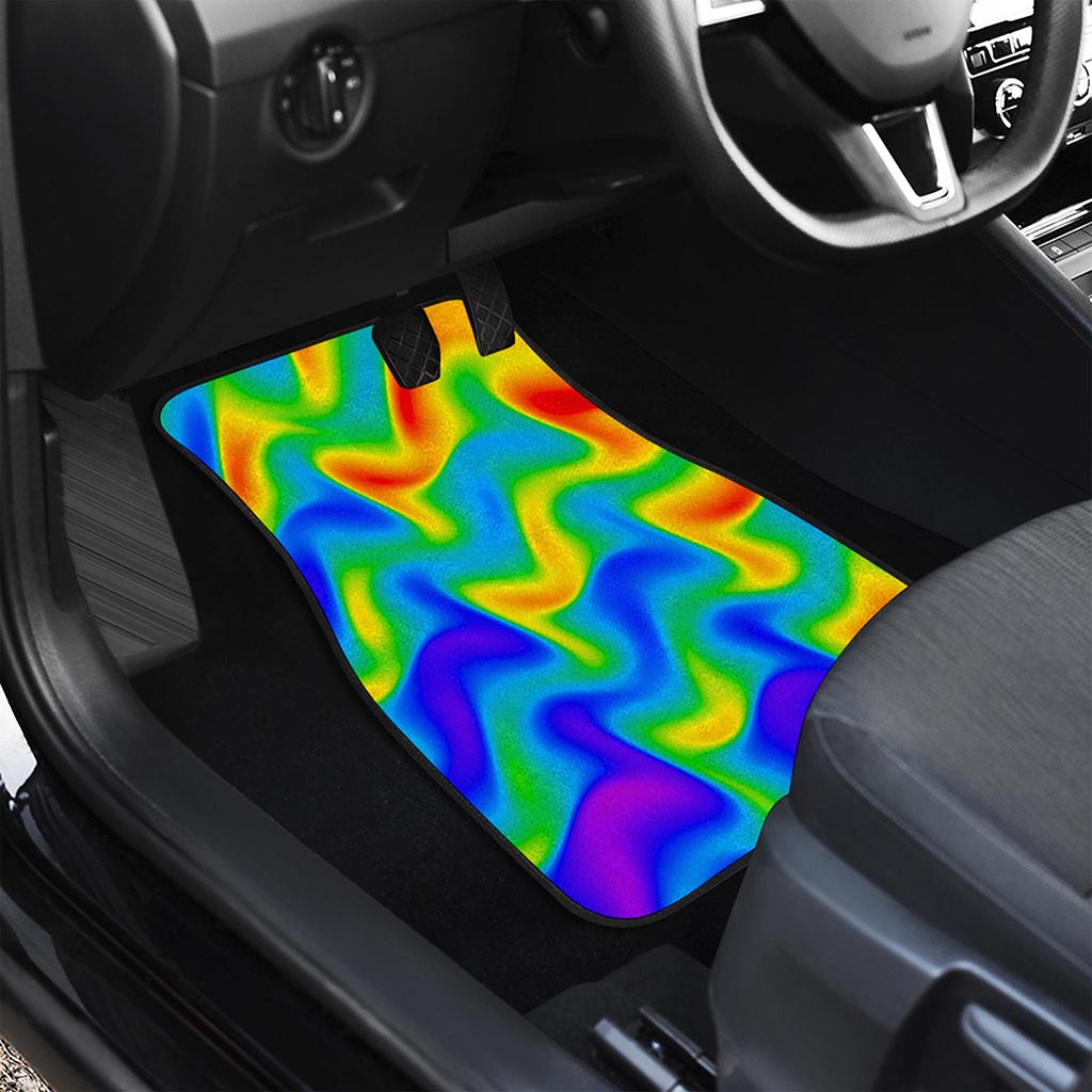 Rainbow Psychedelic Trippy Print Front Car Floor Mats