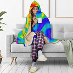 Rainbow Psychedelic Trippy Print Hooded Blanket