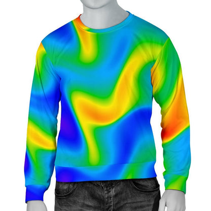 Rainbow Psychedelic Trippy Print Men's Crewneck Sweatshirt GearFrost