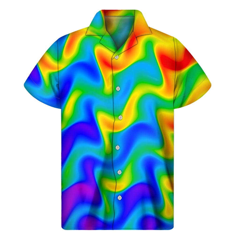 Rainbow Psychedelic Trippy Print Men's Short Sleeve Shirt