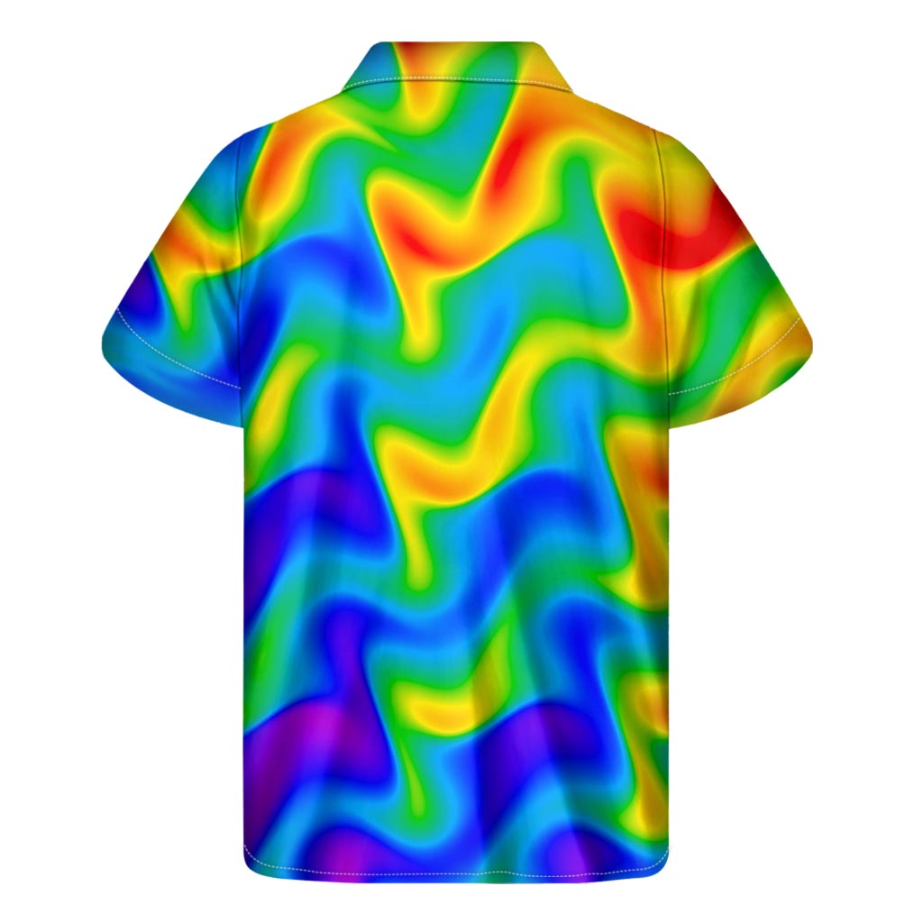 Rainbow Psychedelic Trippy Print Men's Short Sleeve Shirt