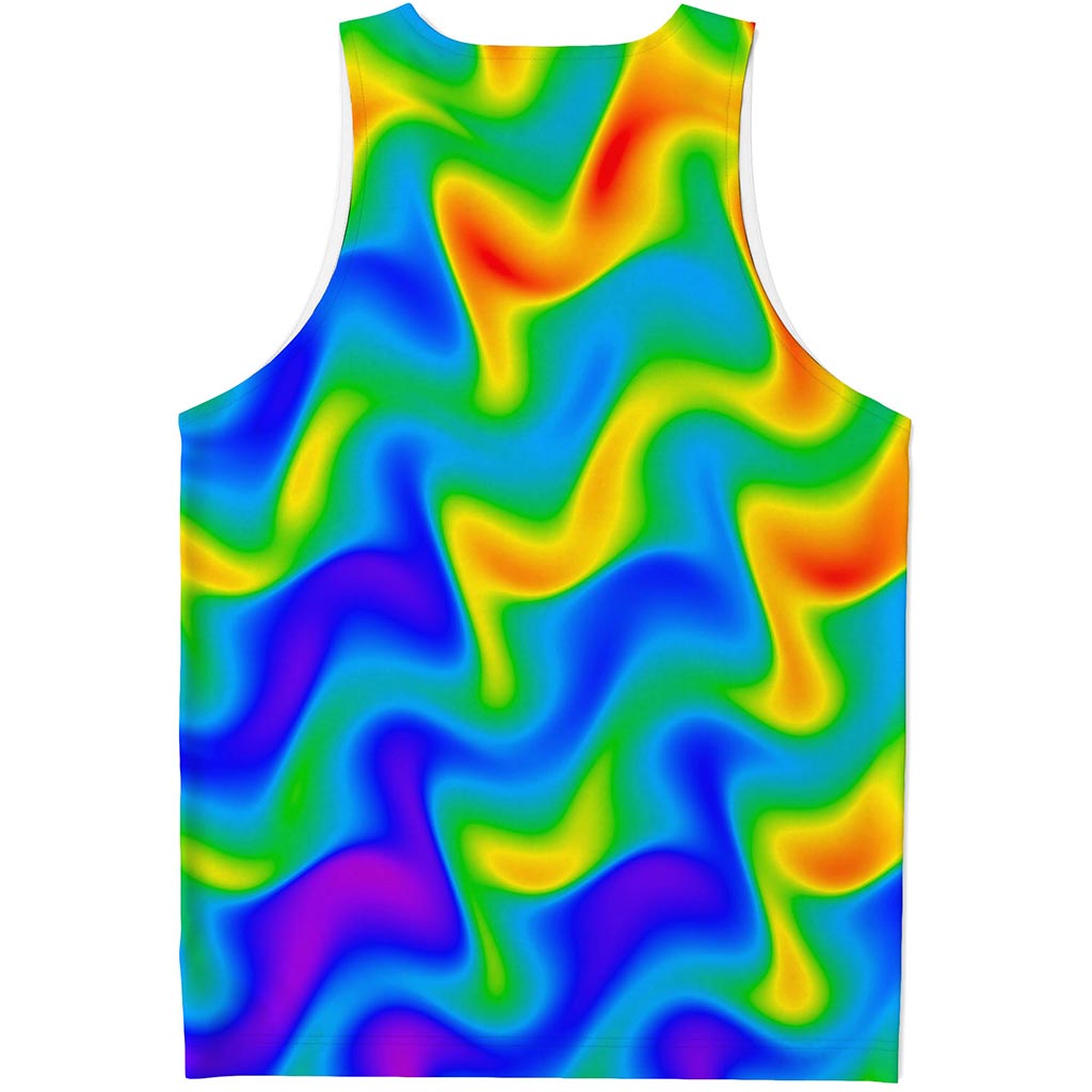 Rainbow Psychedelic Trippy Print Men's Tank Top