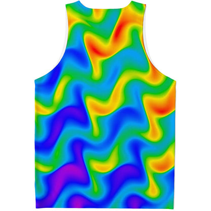 Rainbow Psychedelic Trippy Print Men's Tank Top