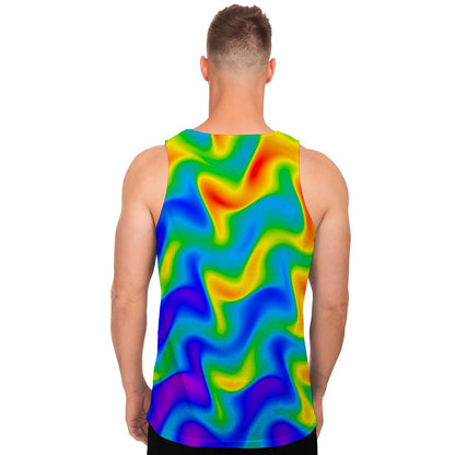 Rainbow Psychedelic Trippy Print Men's Tank Top