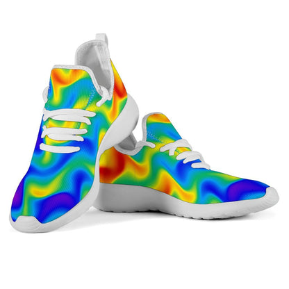 Rainbow Psychedelic Trippy Print Mesh Knit Shoes GearFrost