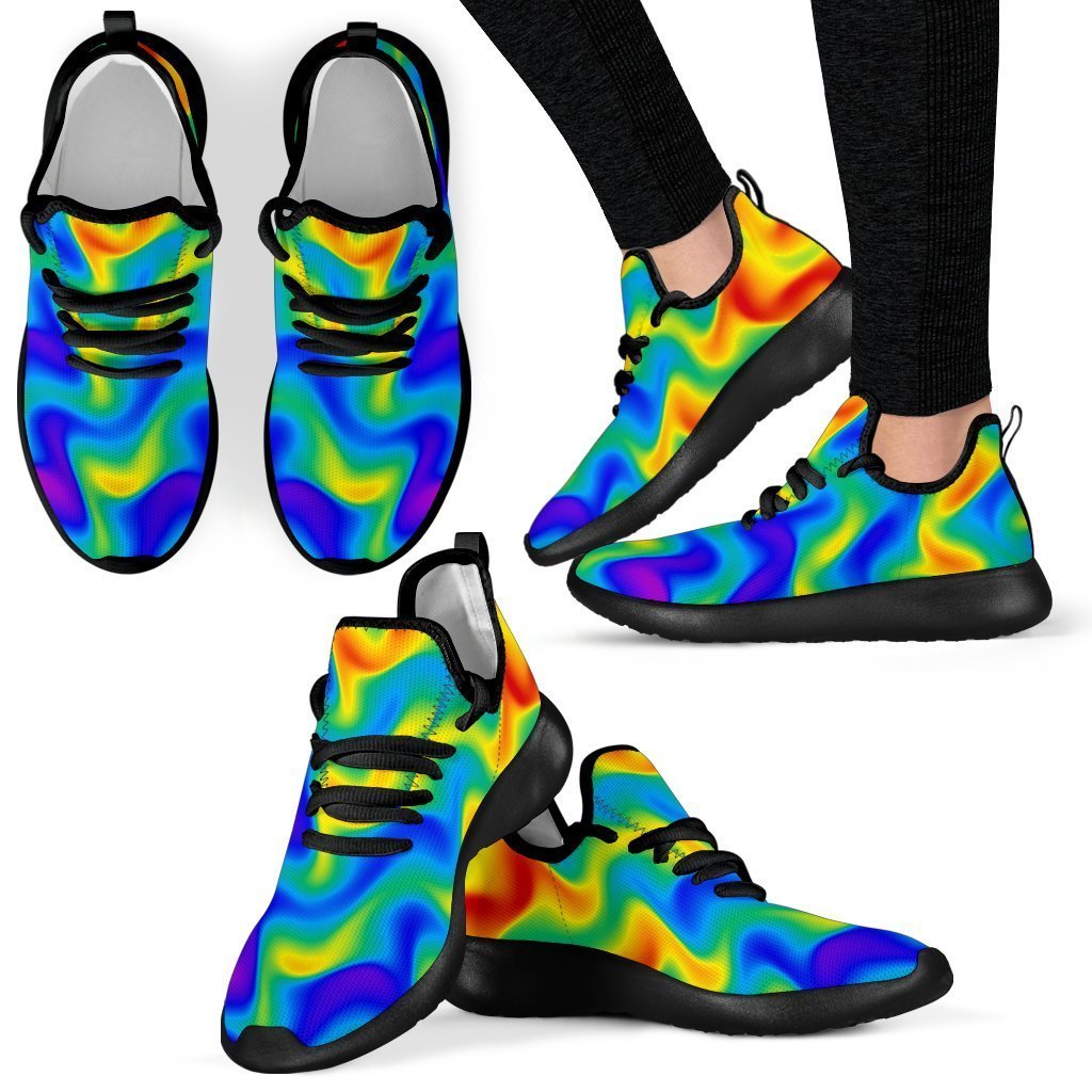 Rainbow Psychedelic Trippy Print Mesh Knit Shoes GearFrost