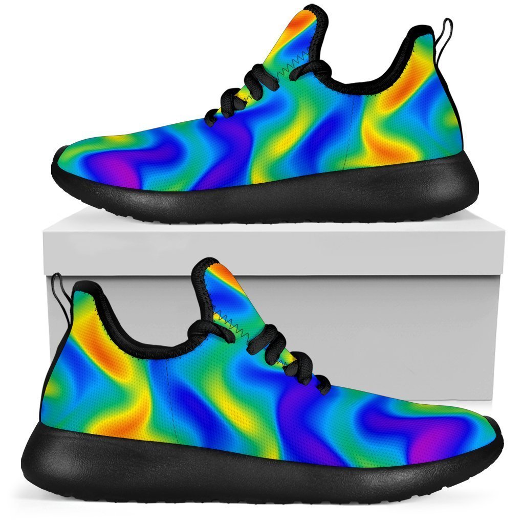 Rainbow Psychedelic Trippy Print Mesh Knit Shoes GearFrost