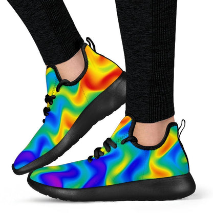 Rainbow Psychedelic Trippy Print Mesh Knit Shoes GearFrost