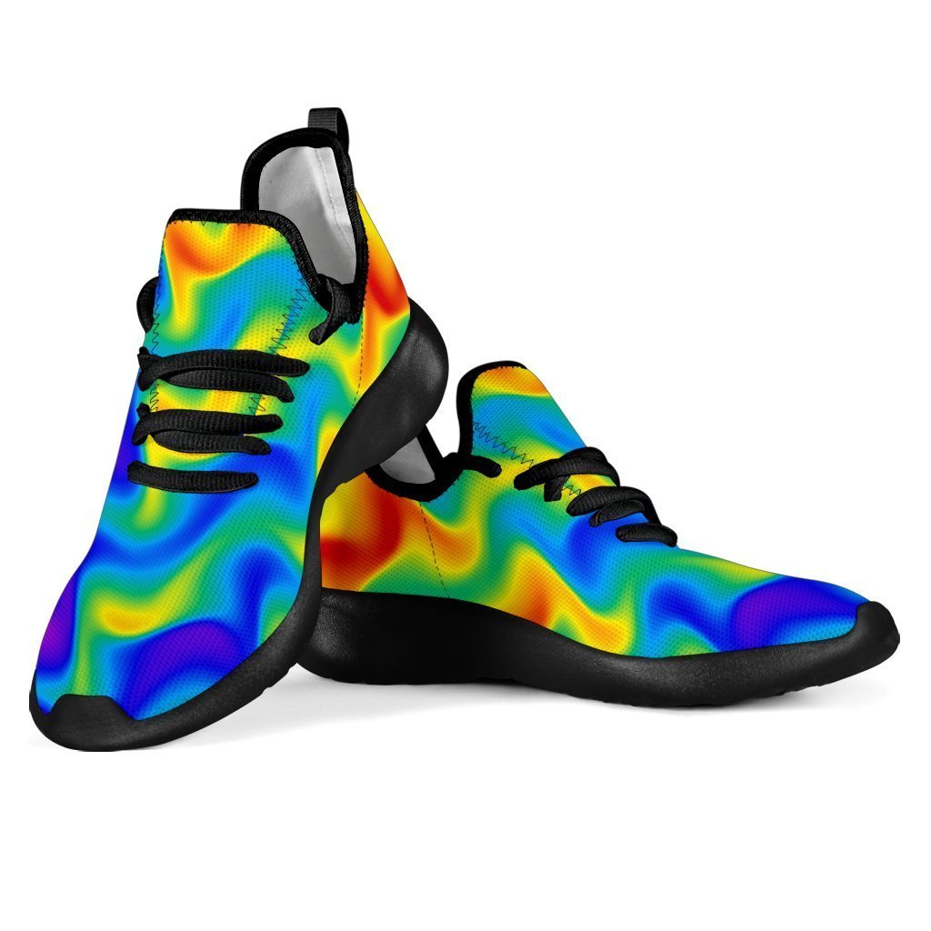 Rainbow Psychedelic Trippy Print Mesh Knit Shoes GearFrost
