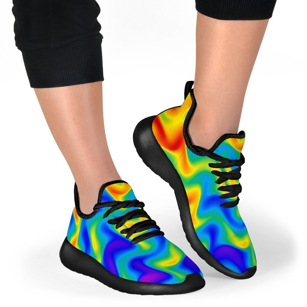 Rainbow Psychedelic Trippy Print Mesh Knit Shoes GearFrost