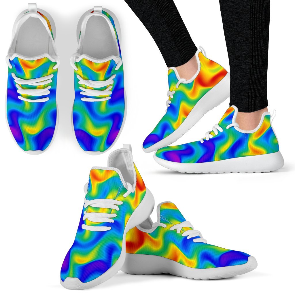 Rainbow Psychedelic Trippy Print Mesh Knit Shoes GearFrost