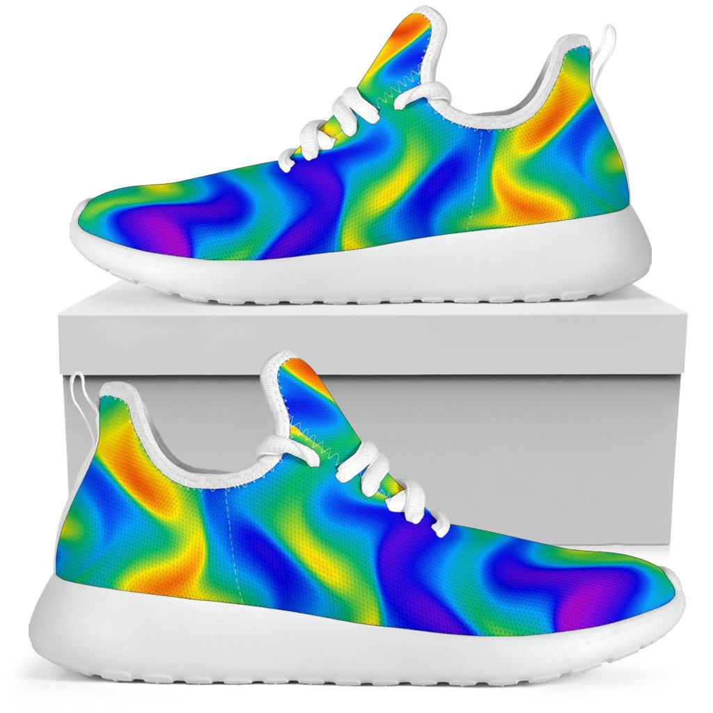 Rainbow Psychedelic Trippy Print Mesh Knit Shoes GearFrost