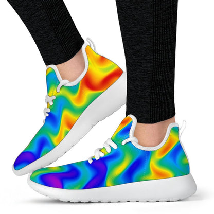 Rainbow Psychedelic Trippy Print Mesh Knit Shoes GearFrost