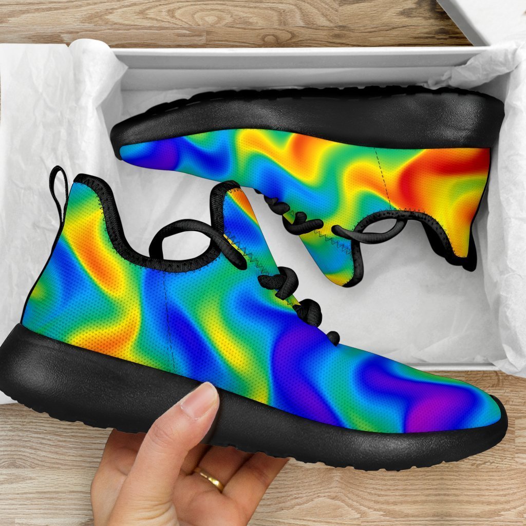 Rainbow Psychedelic Trippy Print Mesh Knit Shoes GearFrost
